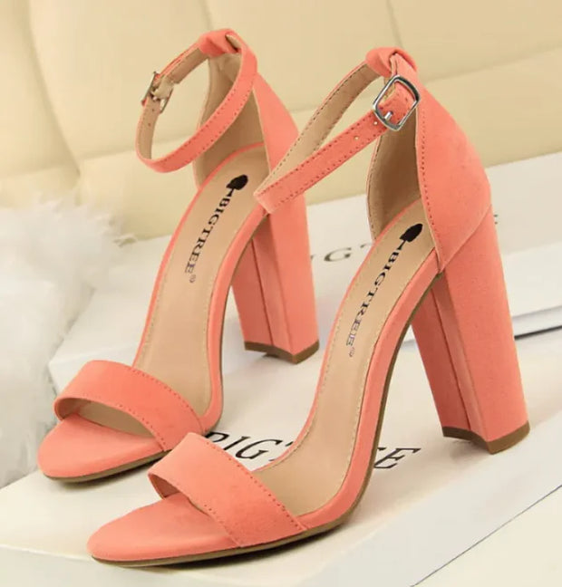 Sandales à talons hauts de 9,5 cm pour femmes, chaussures d'été brides à la cheville.