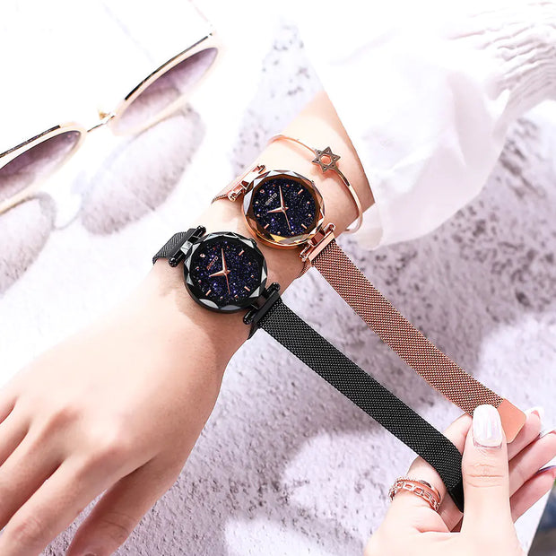 Starry Sky Women's Quartz Watch with Mesh Band