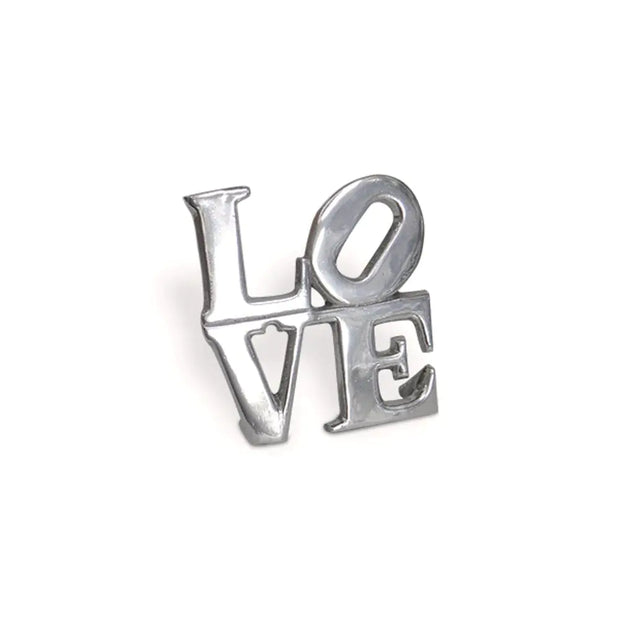 Accessoire déco moderne en métal affichant le mot LOVE pour une décoration élégante et contemporaine