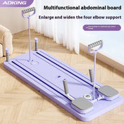 Planche de fitness multifonction en violet avec supports pour les coudes et poignées ajustables