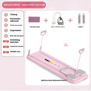 Planche de fitness multifonction Beautysky en rose avec accessoires pour exercices variés
