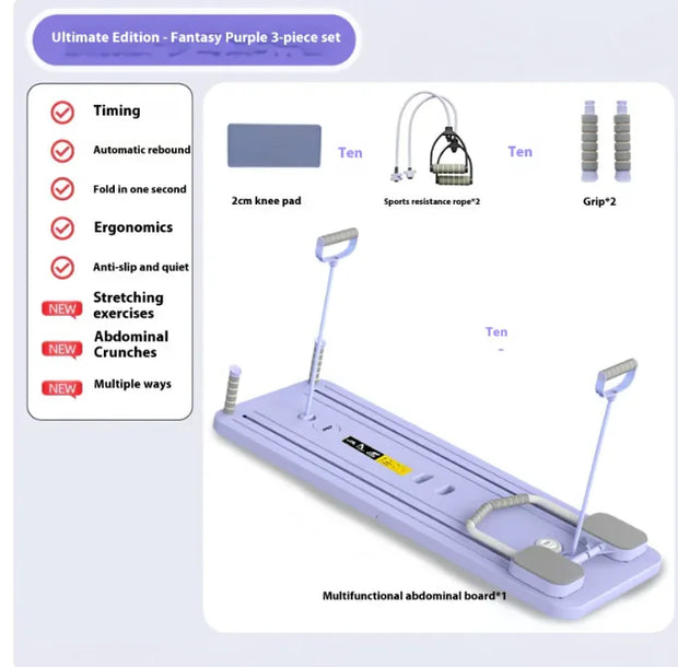 Planche de fitness multifonction Beautysky avec coussin de genoux et accessoires pour exercices variés