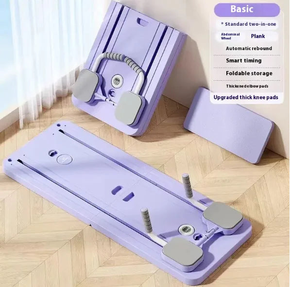 Planche de fitness multifonction Beautysky en violet avec rangement pliable et coussins genoux épais