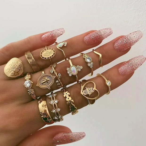 Ensemble de bagues vintage pour femmes avec designs uniques, Beautysky.