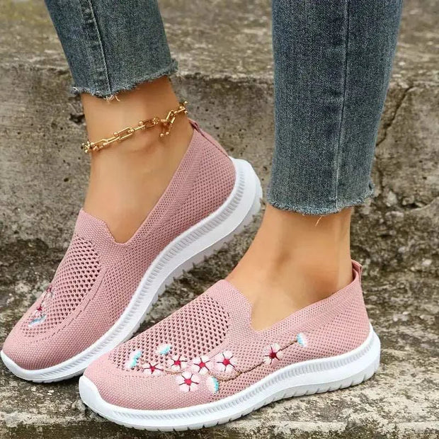 Baskets mesh respirant Beautysky en rose avec motifs étoilés et semelle blanche pour un confort optimal