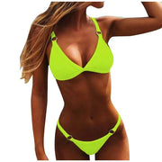 Élégant bikini taille haute vert Beautysky, confort et style.
