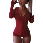 Body moulant femme en rouge avec manches longues et décolleté en V pour un look élégant