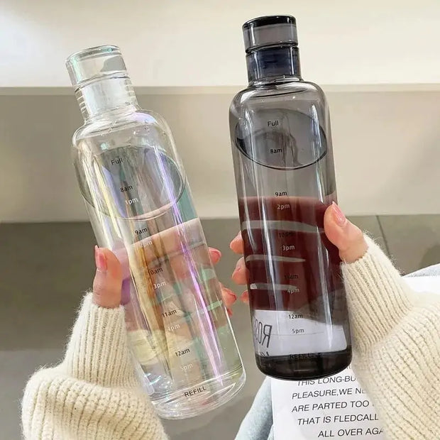 Bouteilles en plastique écologie Beautysky avec marquages horaires pour suivre l'hydratation