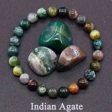 Bracelet pierre améthyste avec des perles colorées en agate indienne et pierres semi-précieuses