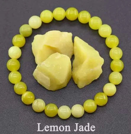 Bracelet pierre améthyste avec perles colorées en jade citron et pierres de jade au centre