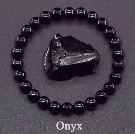 Bracelet pierre améthyste en perles noires de Beautysky avec un éclat brillant