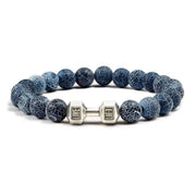 Bracelet pierre volcanique en perles bleues avec fermoir en métal pour un style unique