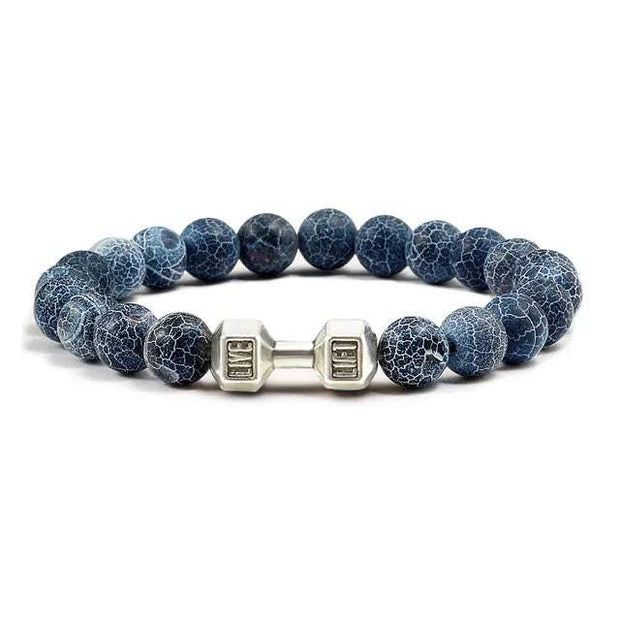 Bracelet pierre volcanique en perles bleues avec fermoir en métal pour un style unique