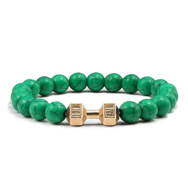 Bracelet en pierre volcanique verte de Beautysky avec breloques dorées pour un style unique