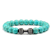 Bracelet pierre volcanique en turquoise avec poids en métal pour un style unique et moderne