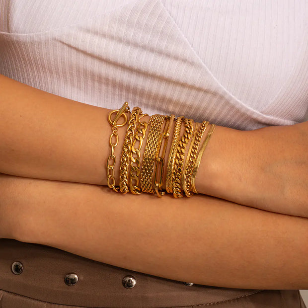 Stainless Steel Cuban Bracelet with Vintage Style for Women