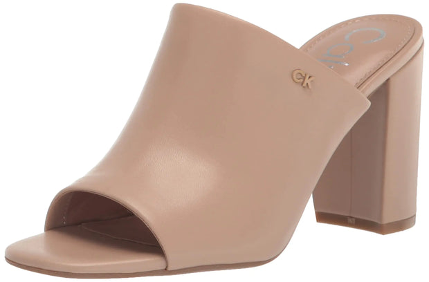 Calvin Klein coffee-colored heeled sandals offering elegance and comfort.