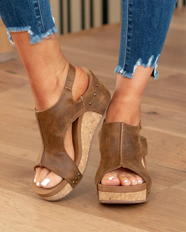 Chaussures confort Lily Harmony en cuir marron avec semelle en liège pour un style décontracté