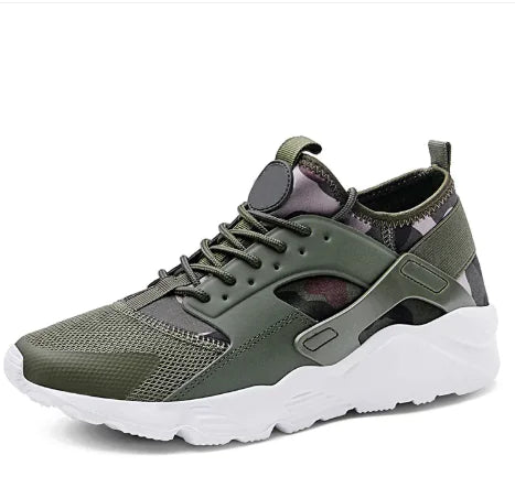 Chaussures de sport femmes Beautysky en vert olive avec design camouflage et semelle blanche