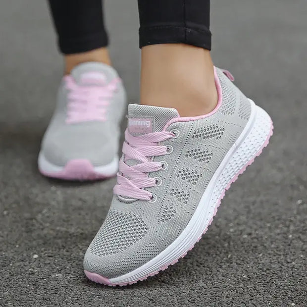 Chaussures respirantes légères Beautysky en gris avec lacets roses pour un confort optimal