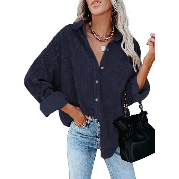 Chemise décontractée pour femmes Beautysky en noir avec un col et des manches longues, idéale pour un look élégant