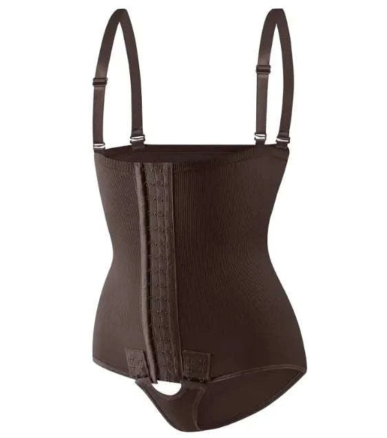 Combinaison amincissante ajustable Beautysky en marron avec bretelles et attaches réglables