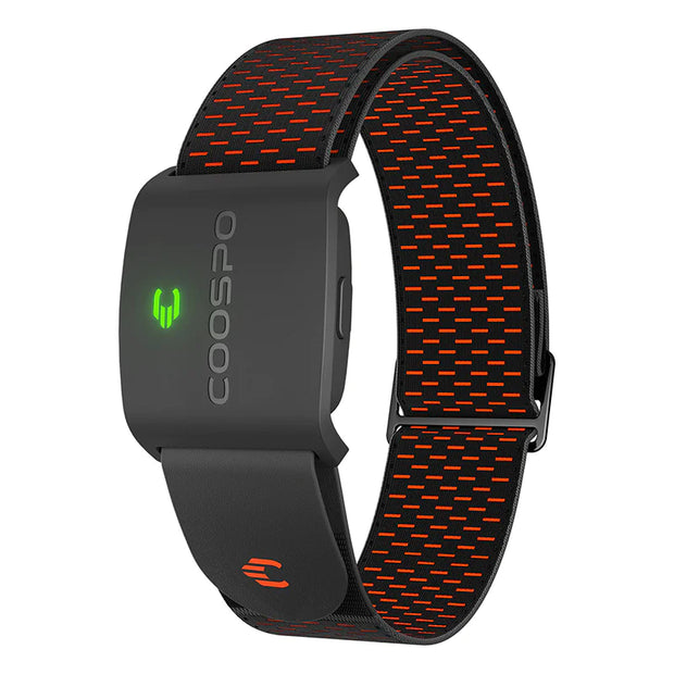Bracelet moniteur de fréquence cardiaque COOSPO avec design noir et rouge pour un suivi sportif précis
