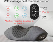 Coussin massant cervical chauffant avec fonction de compression thermique et boutons de contrôle