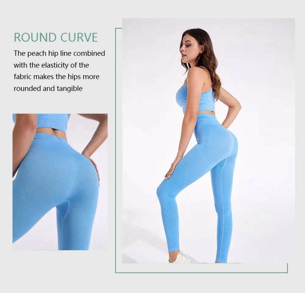 Ensemble yoga pour femmes tendance en bleu avec un design flatteur et une grande élasticité