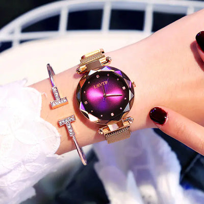 Women's Starry Quartz Watch with Magnetic Strap