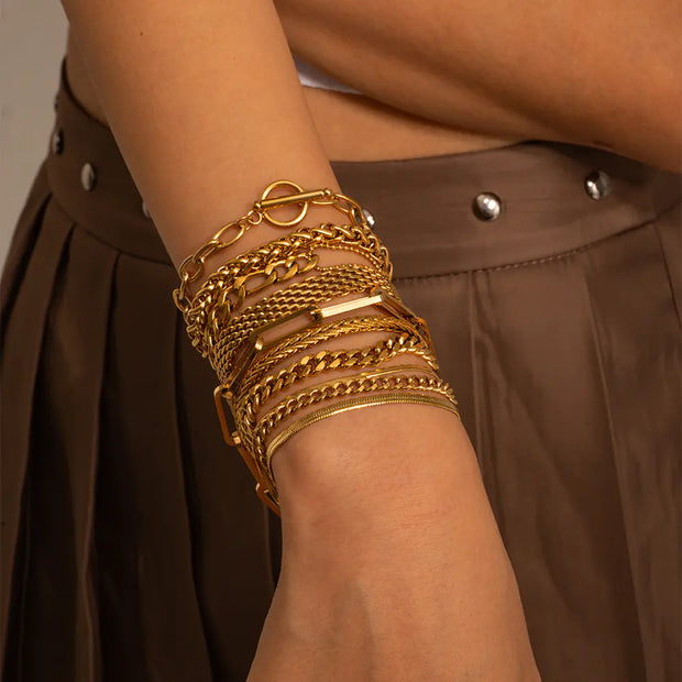 Stainless Steel Cuban Bracelet with Vintage Style for Women