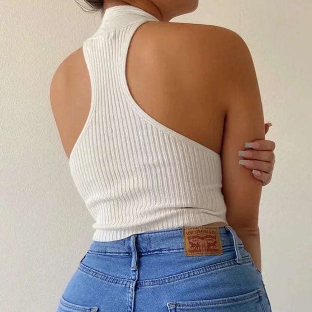 Haut corset croisé femme en blanc avec un dos nu et un design élégant