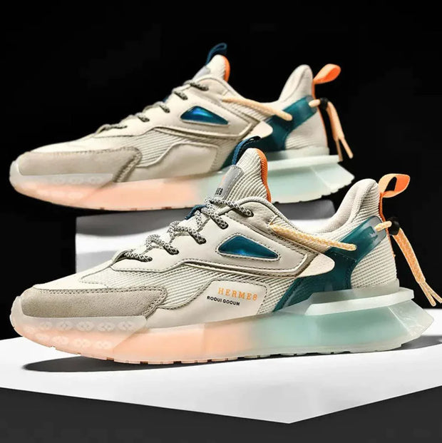 Baskets de course respirantes Beautysky avec une semelle légère et un design moderne en beige et turquoise