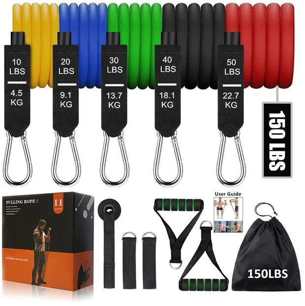 Kit bandes résistance entraînement avec plusieurs niveaux de résistance et accessoires pratiques pour un workout efficace