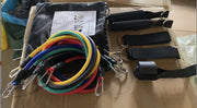 Kit bandes résistance entraînement avec élastiques multicolores et accessoires de maintien pour musculation