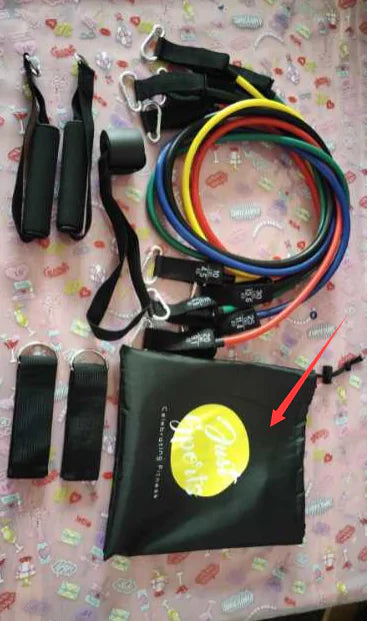 Kit bandes résistance entraînement de Beautysky comprenant des bandes de plusieurs niveaux de résistance et accessoires.