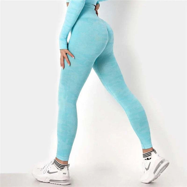 Leggings fitness taille haute Beautysky en bleu clair pour un look stylé et confortable durant l'entraînement