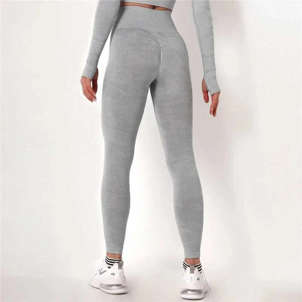 Leggings fitness taille haute Beautysky gris avec un design ajusté pour un confort optimal lors de l'entraînement