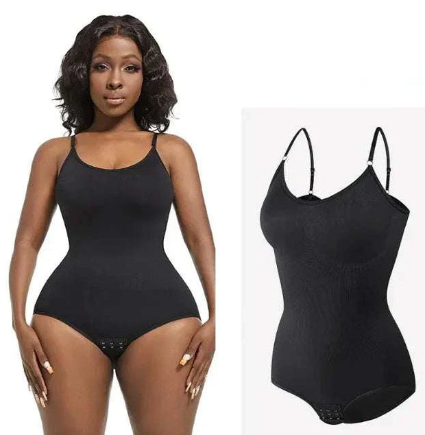 Lingerie gainante confortable Beautysky en noir avec bretelles réglables et effet lissant