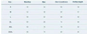 Tableau des tailles pour lingerie gainante confortable de Beautysky avec mesures précises