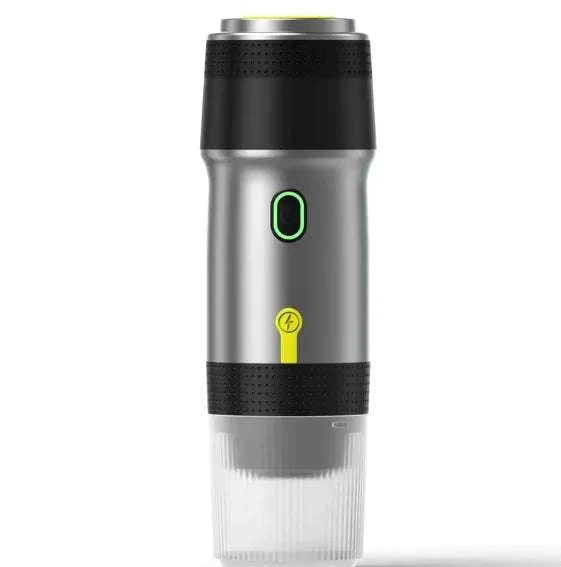 Machine à café portable Beautysky en acier inoxydable avec bouton d'alimentation et réservoir transparent