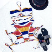 Striped string bikini by Beautysky, elegant summer wear.