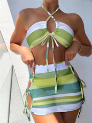 Maillot de bain string rayé Beautysky, élégant et coloré, idéal pour l'été.