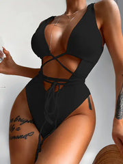 Maillot une pièce sexy Beautysky avec détails lanières, design bandage, coupe moderne.