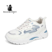 Baskets compensées femmes Beautysky blanches avec détails bleu et design moderne pour un look tendance