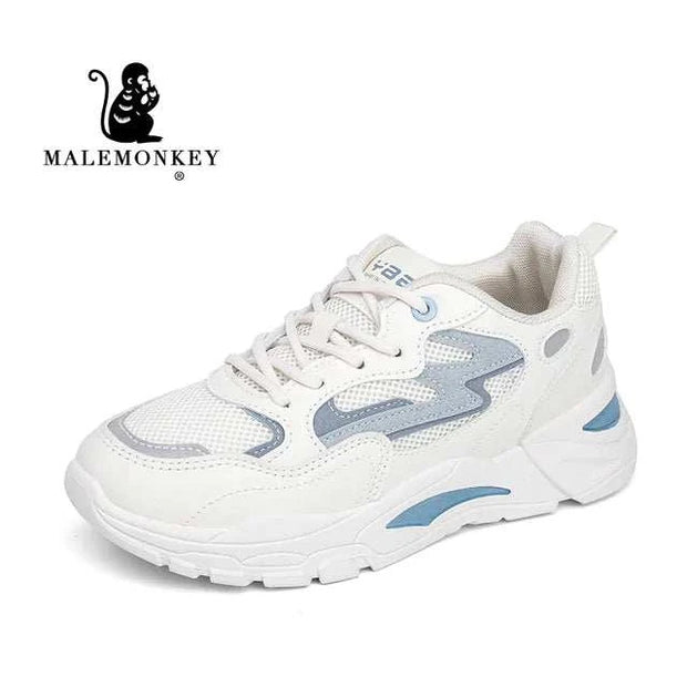 Baskets compensées femmes Beautysky blanches avec détails bleu et design moderne pour un look tendance
