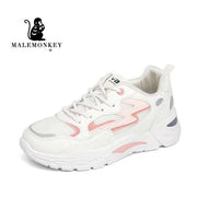 Baskets compensées femmes Beautysky en blanc avec détails roses pour un look tendance et confortable