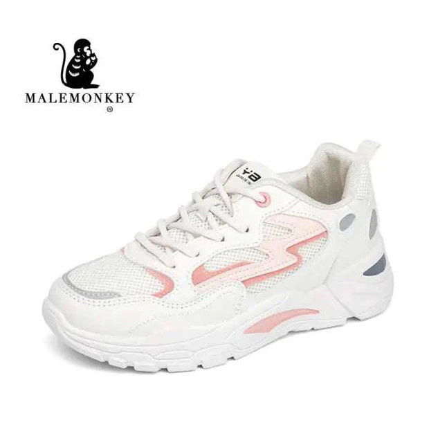 Baskets compensées femmes Beautysky en blanc avec détails roses pour un look tendance et confortable