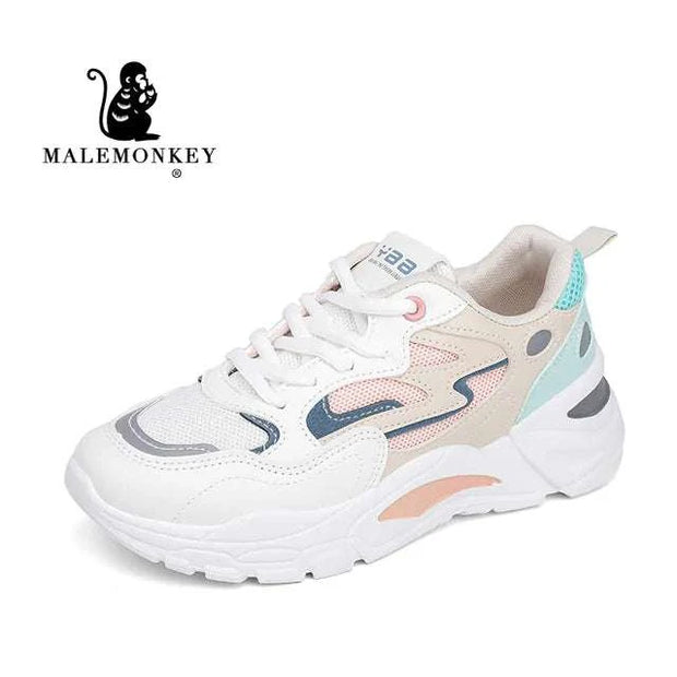 Baskets compensées femmes Beautysky blanches avec détails colorés et semelle confortable