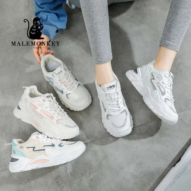 Baskets compensées femmes Beautysky affichées en blanc et gris pour un style décontracté et tendance